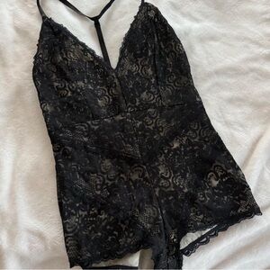 Lulu's Black Lace Bodysuit